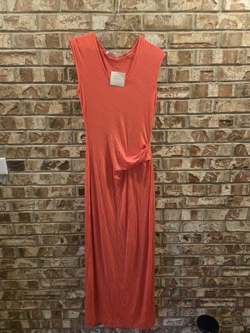 Fraîche by J Coral Sleeveless Twist Waist Maxi Dress Women's Small Made in USA